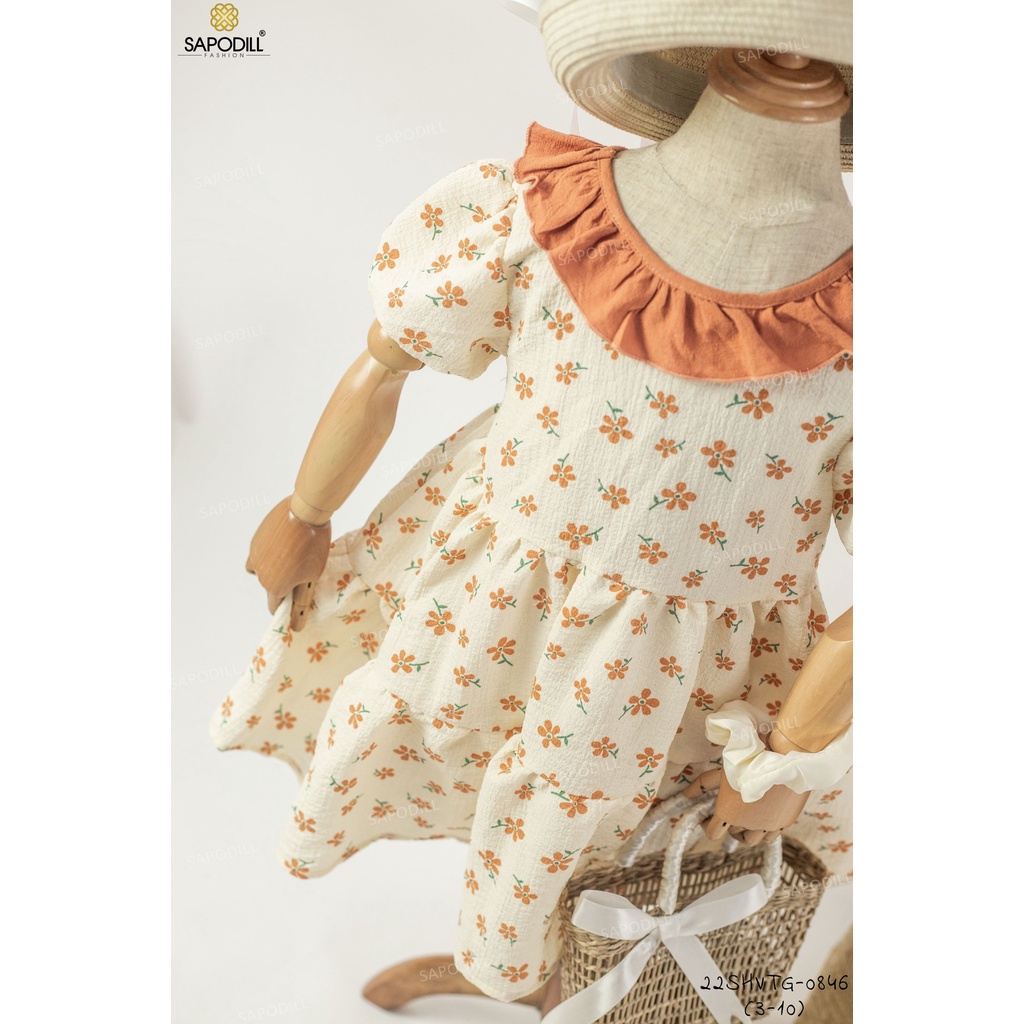 Đầm hoa nhí công chúa tiểu thư phối lưng đan lưới bé gái size 10-35kg