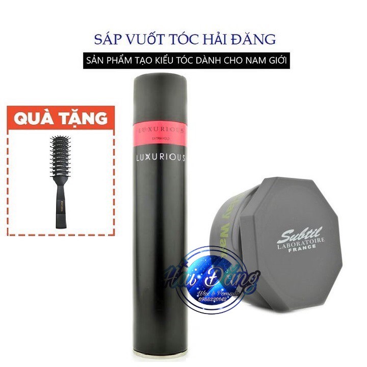 [CHÍNH HÃNG-TẶNG LƯỢC] COMBO Sáp vuốt tóc Clay Wax + Gôm xịt tóc Luxurious