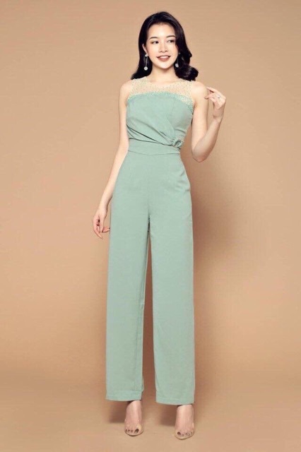 Jumpsuit ống rộng dài đồ bay