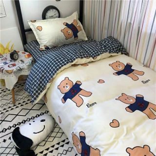 Bộ Chăn Ga Gối Bé Gấu Cotton Poly