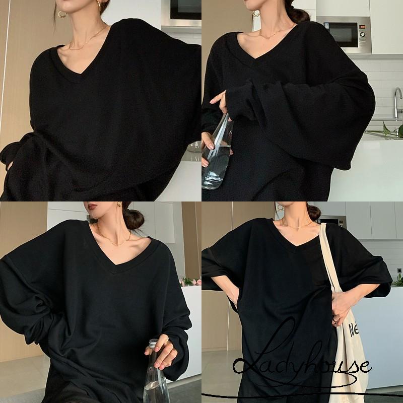 Áo Thun Tay Dài Cổ Tròn Màu Sắc Trơn Thời Trang Dành Cho Nữ