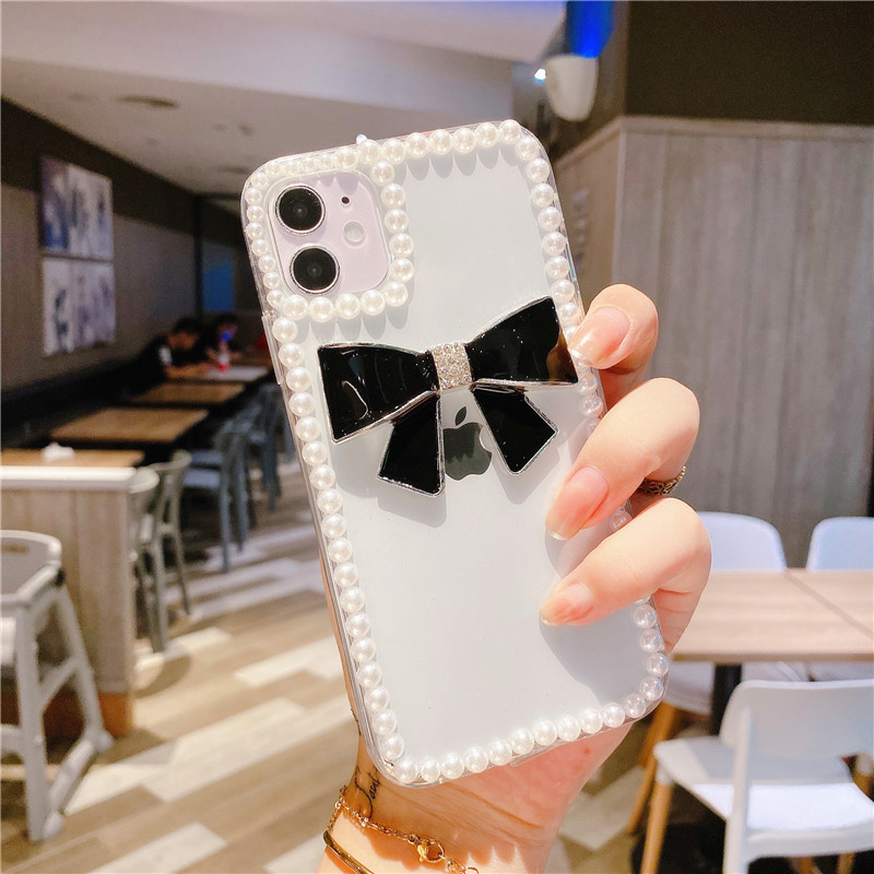 Ốp Lưng Chống Sốc Trong Suốt Đính Nơ Ngọc Trai Cho Iphone 11 Pro Max Xr Xs Max 7plus 8plus 6 Plus Se 2020 | BigBuy360 - bigbuy360.vn