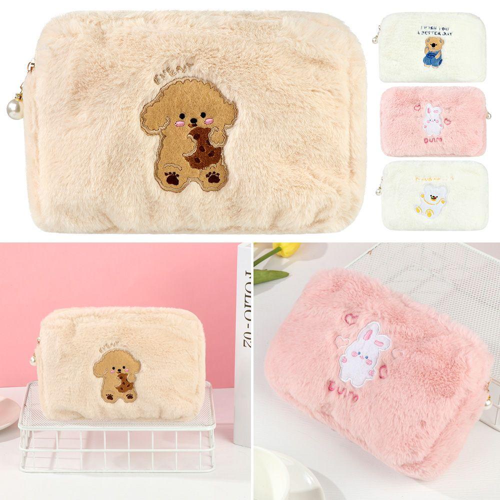 Túi Đựng Đồ Trang Điểm Thiết Kế Gấu Hoạt Hình Nhồi Bông Đáng Yêu