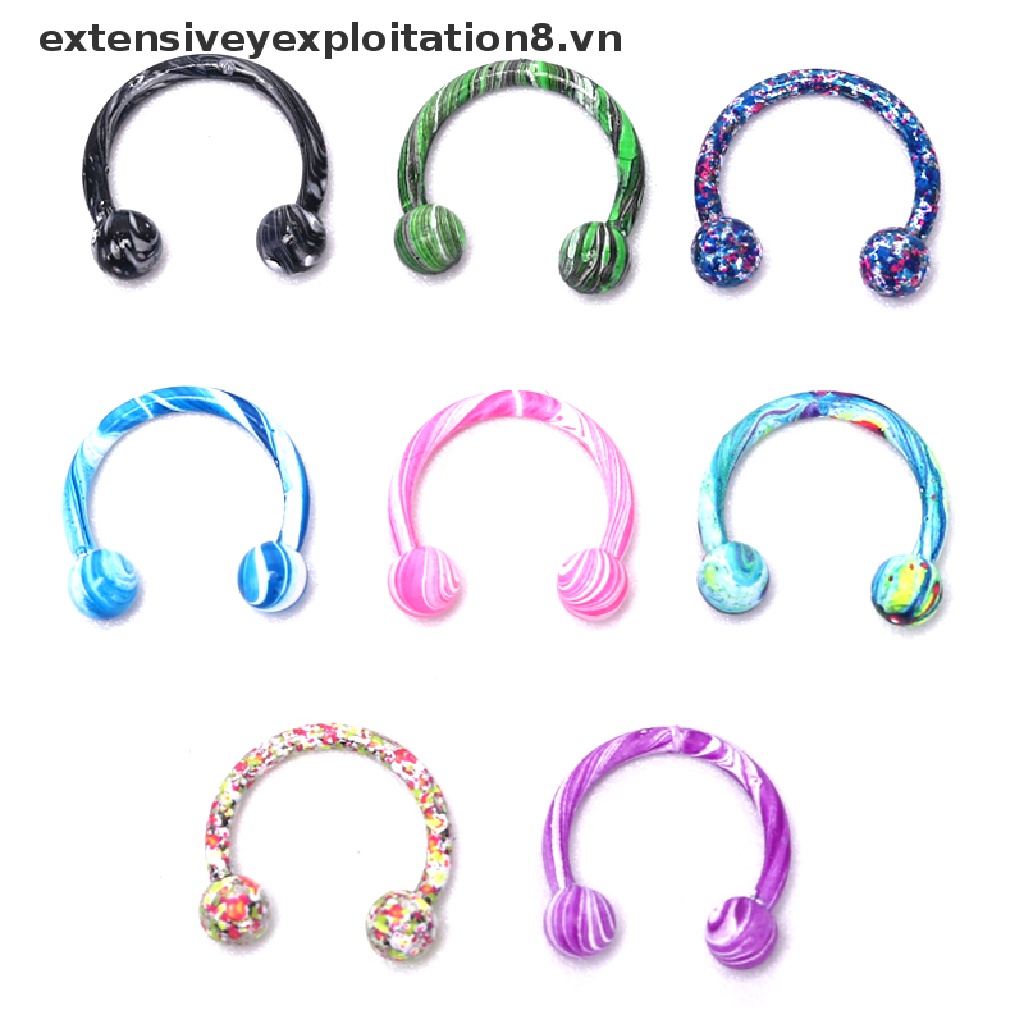 Set 8 Khuyên Mũi Tròn Hình Ngựa Bằng Thép Không Gỉ