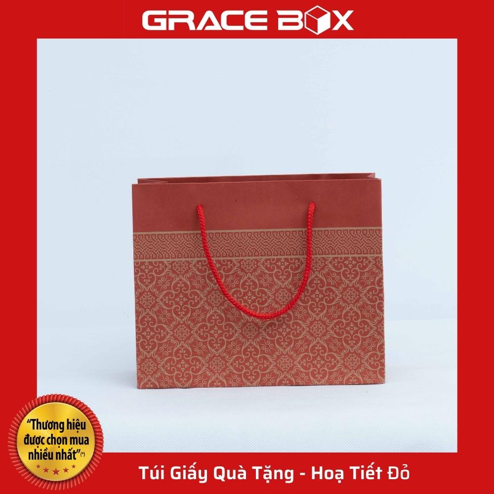 {Giá Sỉ} Túi Giấy Quà Tặng - Họa Tiết Đỏ - 23 x 19 x 9 cm - Siêu Thị Bao Bì Grace Box