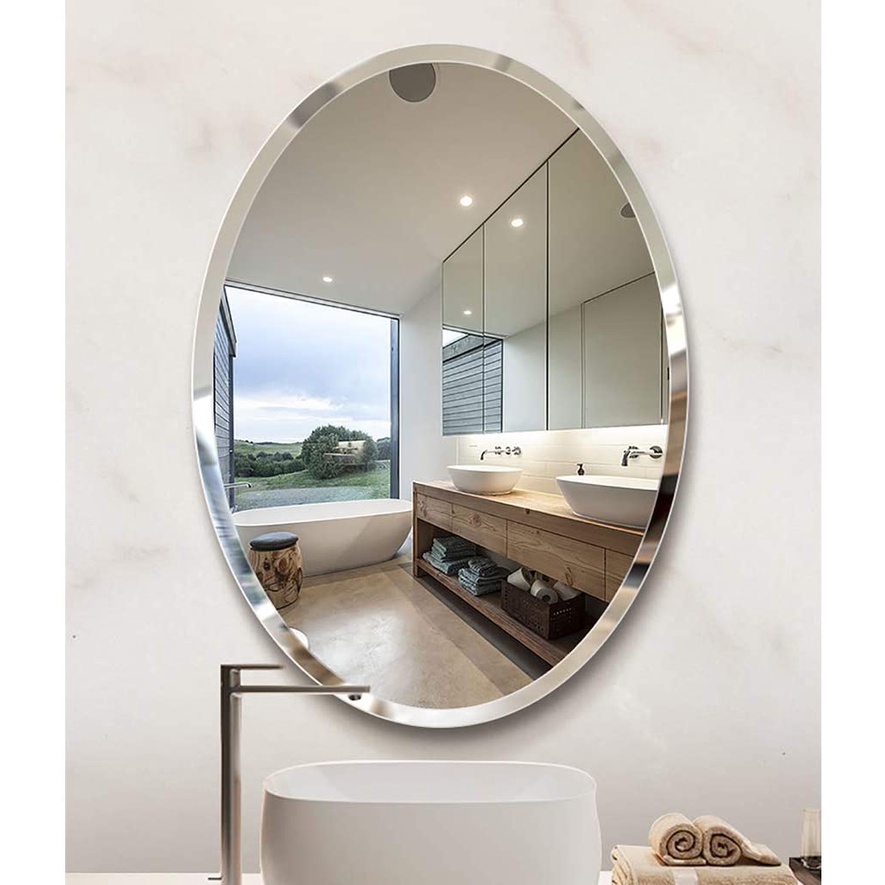 Gương soi phòng tắm - gương soi treo tường cao cấp hình oval đủ kích thước PE-103 TẶNG kèm đinh và pass gắn tường
