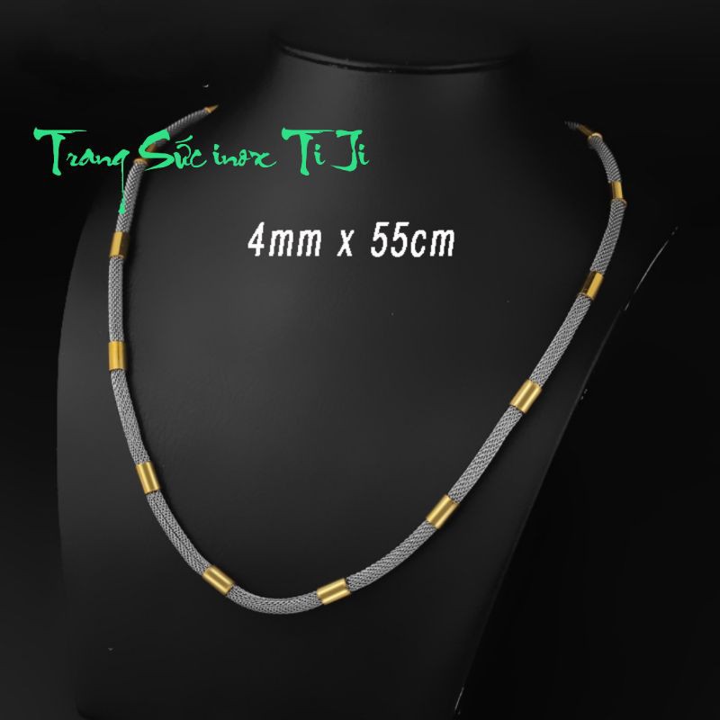 Dây chuyền inox bọc khúc nam nữ trắng vàng