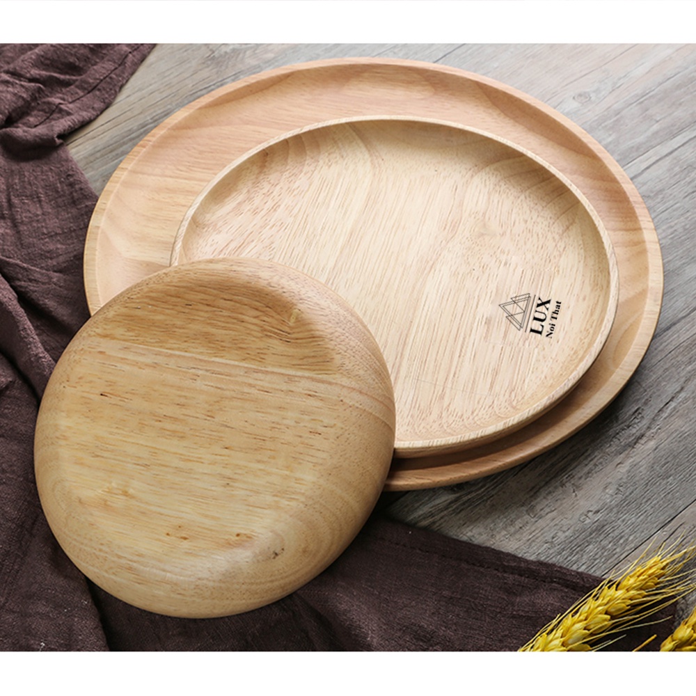 Khay gỗ decor tự nhiên, lót ly hình tròn, nhiều kích thước, đĩa gỗ tiện nguyên khối, hàng Việt Nam