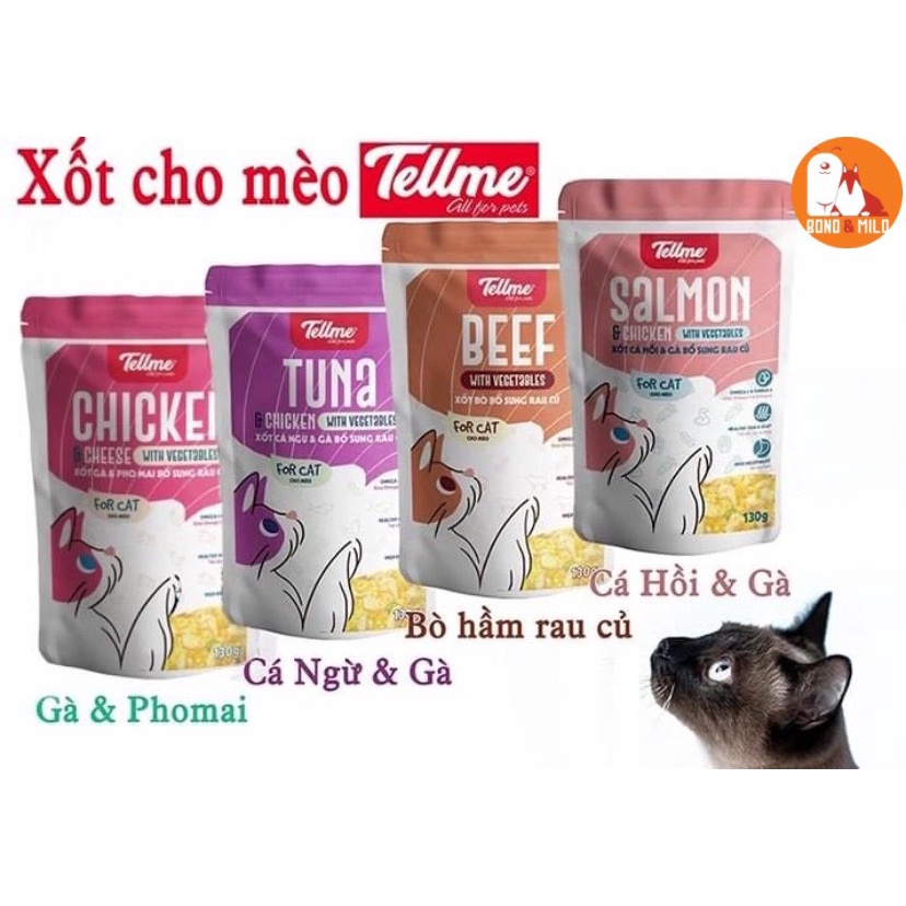THỨC ĂN ƯỚT CHO CHÓ MÈO CHÁO SOUP TELL ME NHIỀU VỊ GÓI 130GR - BONDMILO SHOP