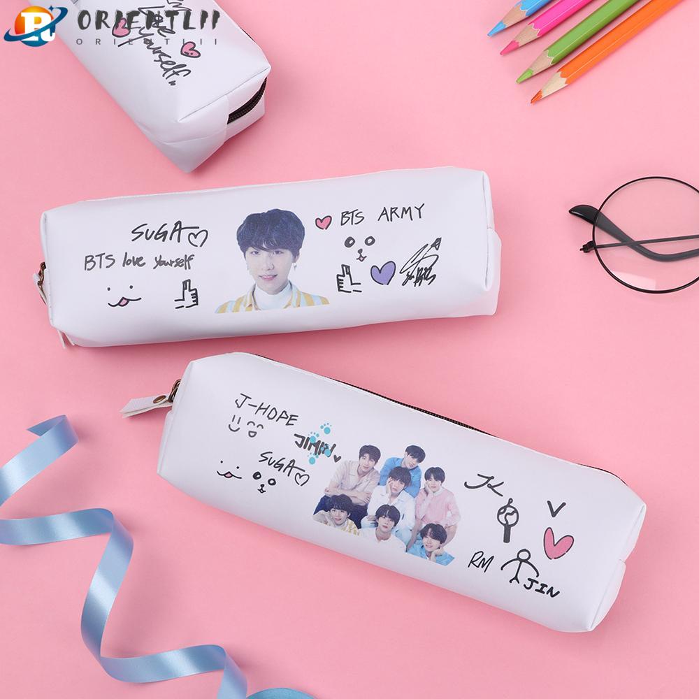 Túi đựng bút bằng da PU in họa tiết BTS sáng tạo thời trang