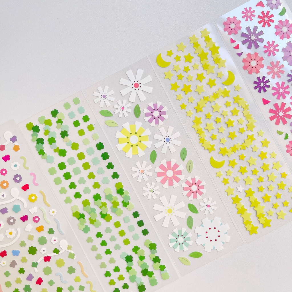 Tấm sticker giấy hoa, sao dễ thương