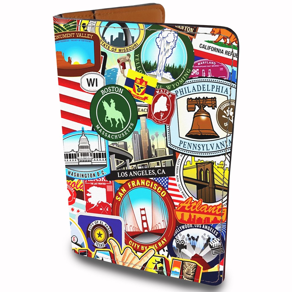 Ví Đựng Passport du lich New York City - Thiết Kế Trẻ Trung - Đa Năng Tiện Lợi - Bao Da Hộ Chiếu Stickers Cover - PPT125