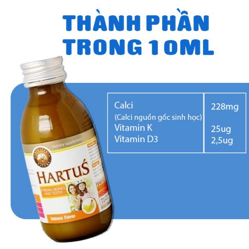 Hartus Canxi +Vitamin D3, K giúp xương chắc khỏe trẻ cao lớn hơn ( lọ 150ml)