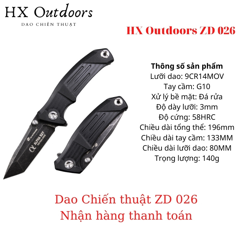 Hx Outdoors ZD 026 Dao Gấp Dụng Cụ Sinh Tồn phượt cắm trại chiến thuật