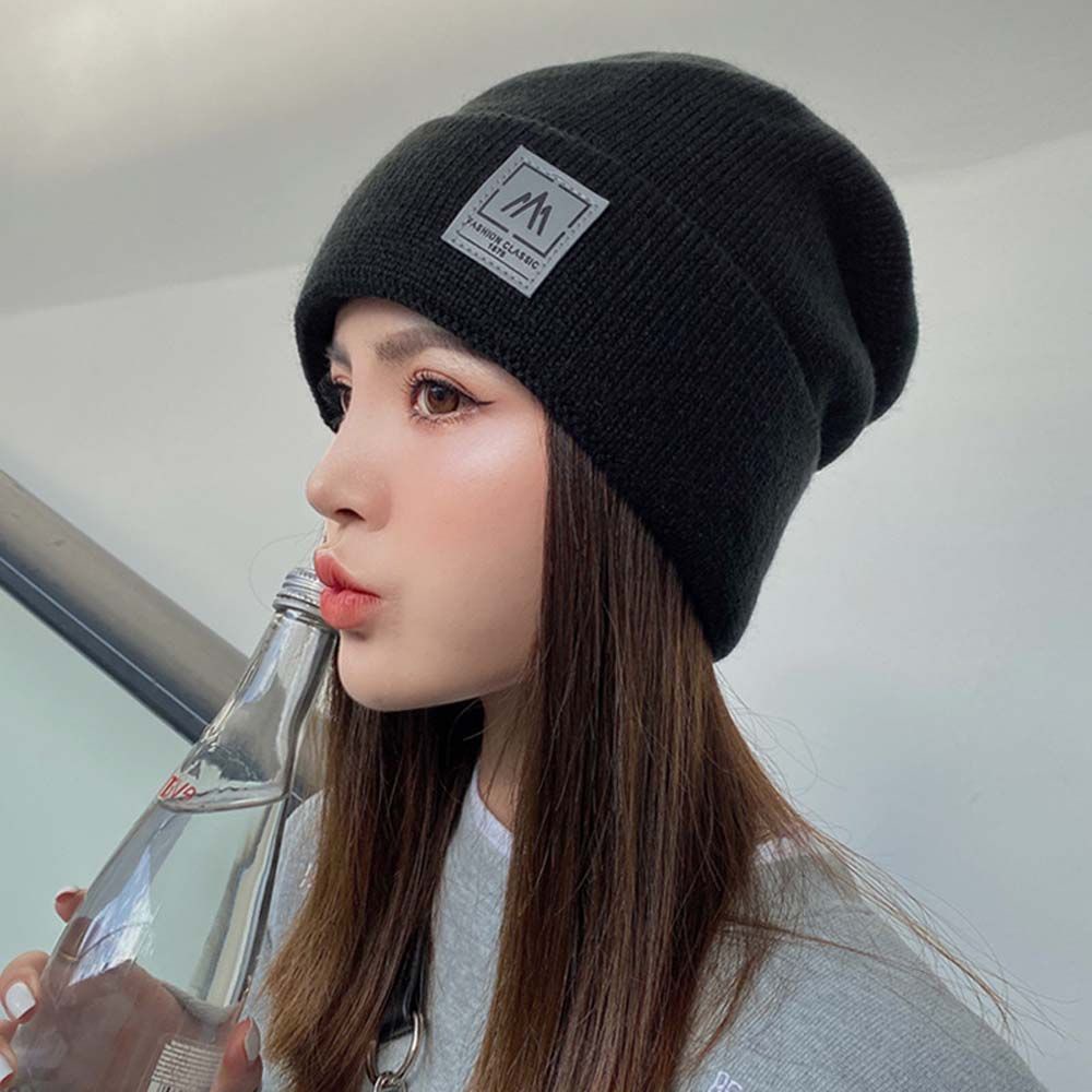 Mũ len dệt kim giữ ấm màu đông thời trang cho nam và nữ