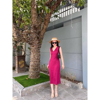 Đầm midi đũi Hamistore V292