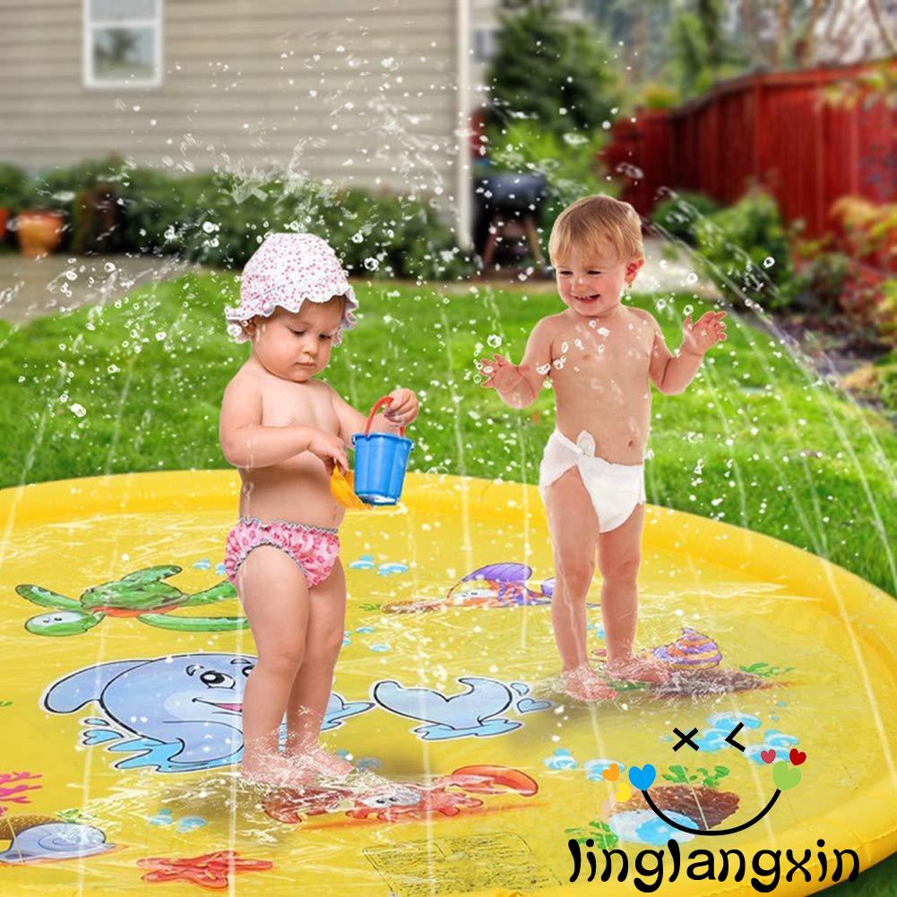 ❤XZQ-Summer Inflatable Water Spray Pad Splash Play Pad Garden Beach Outdoor Sprinkler Toy