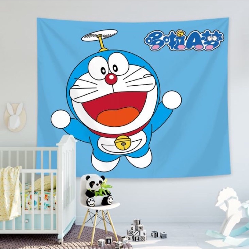 ☘️Doremon-Tranh vải treo tường đáng yêu / thảm vải treo tường đôremon, vải dày đẹp kèm phụ kiện móc treo tranh