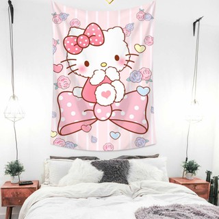 Tranh vải treo tường trang trí phòng in hình mèo Hello Kitty