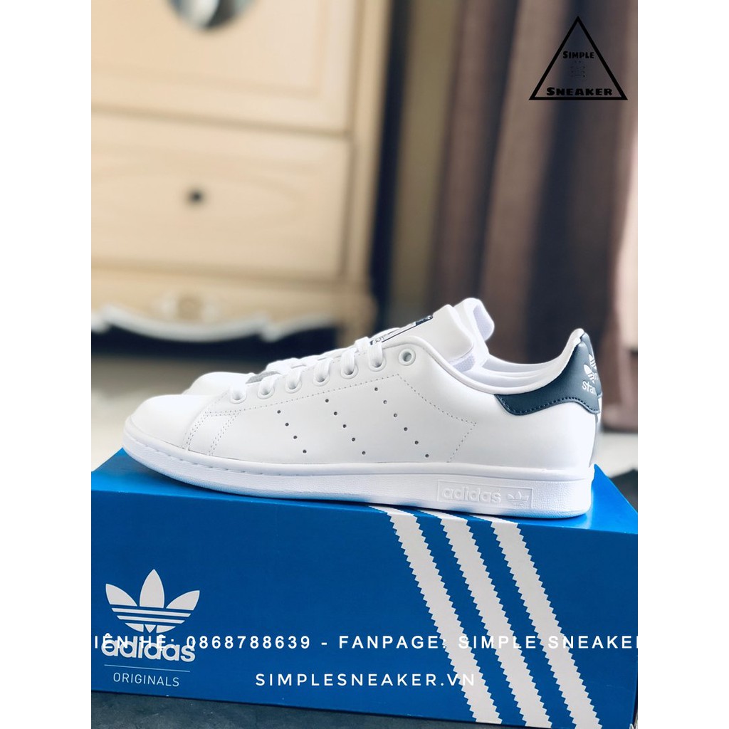 Giày Adidas Stan Smith Gót Xanh Dương Chính Hãng 🔥FREESHIP🔥 Giày Stan Smith Chuẩn Auth [M20324]