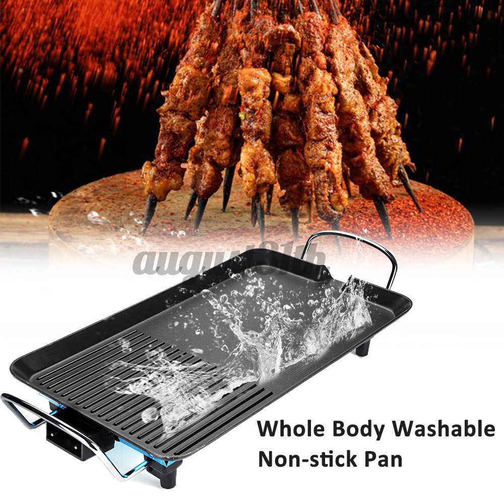 Vỉ Nướng Điện Không Khói Chống Dính Electric Heat Control Smokeless Barbecue Grill Teppanyaki Teriyaki Pot Stove BBQ Pan Tray Non-Stick