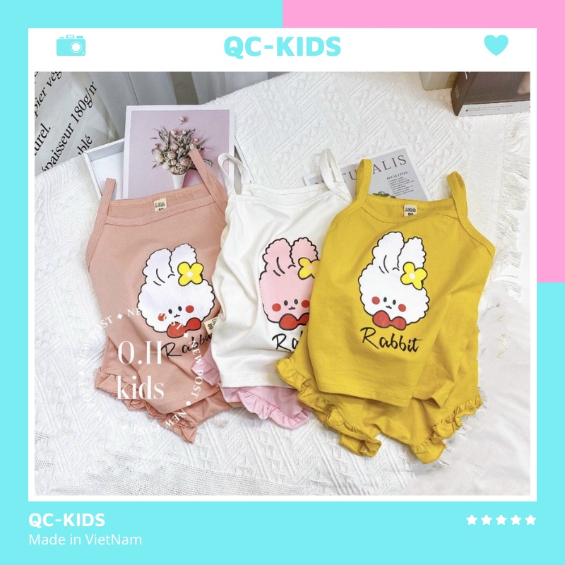 |FAMARAL2 giảm 10k cho đơn 50k|Bộ quần áo 2 dây trẻ em rabbit chất cotton cho bé gái 8-18kg