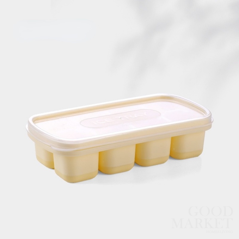 Khuôn Silicone Làm Đá Viên 8 Ngăn Hình Vuông Có Nắp DIY
