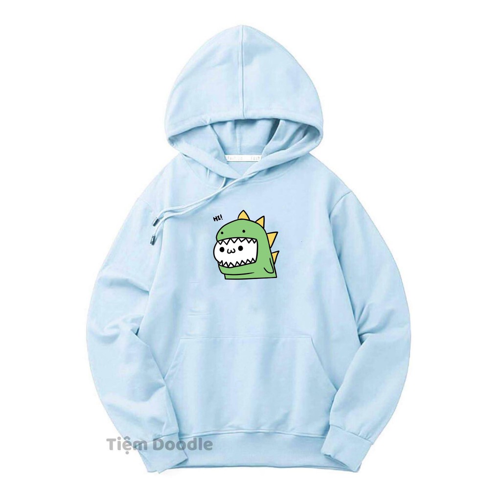 Áo Hoodie Cotton Nam Nữ Unisex Oversize Màu Xanh Nhạt nhiều hình đáng yêu