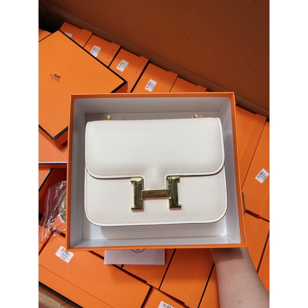 Túi đeo chéo H.M SPS chữ H Fullbox nguyên seal size 19/Túi xách Her.mes SPS da hạt Fullbox nguyên deal size 19