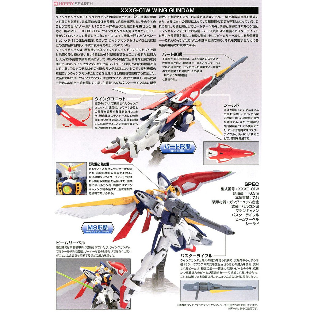 Mô hình Gundam HG XXXG-01W Wing Gundam Bandai 4573102577504