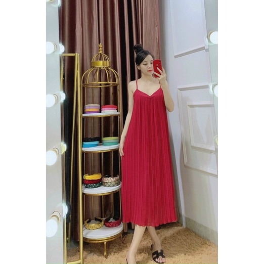 Đầm đi biển 2 dây dập ly