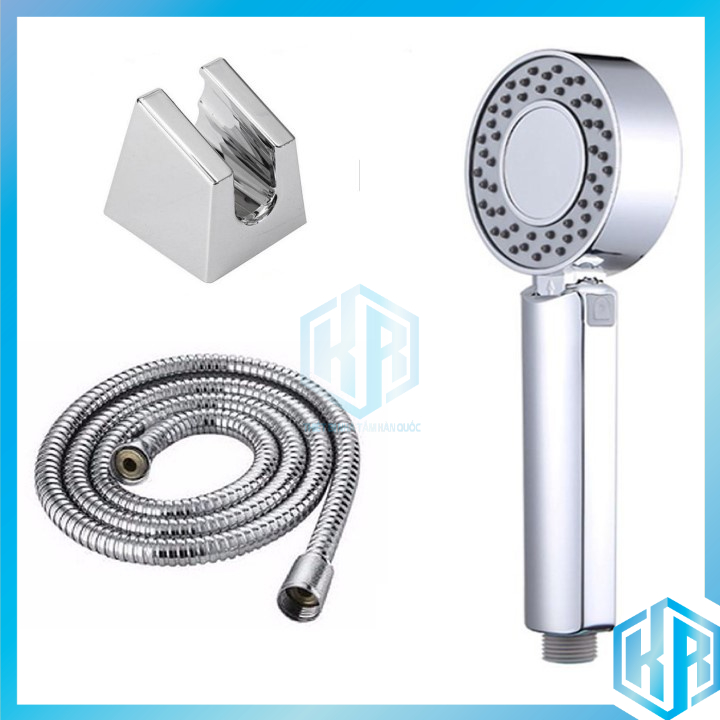 Bộ tay sen , vòi sen tăng áp 2 mặt phong cách Nhật Bản phun tia từ cả 2 mặt sen đủ bộ Tay sen+Dây+gác cài - QM039