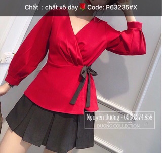 💋Áo Kiểu Voan Cổ Tim Cột Eo