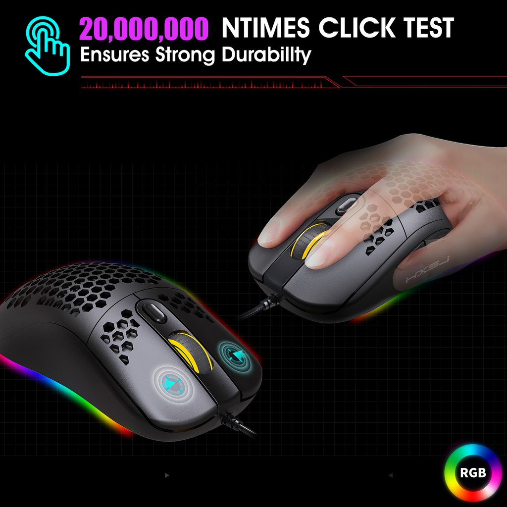 Chuột Gaming Hel + Hxsj X600 Màu Rgb Có Đèn Phát Sáng