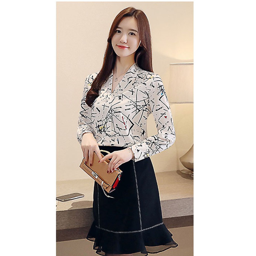 Áo Kiểu Sơ Mi Nữ Phi Lụa Cổ Đính Hạt BY1091