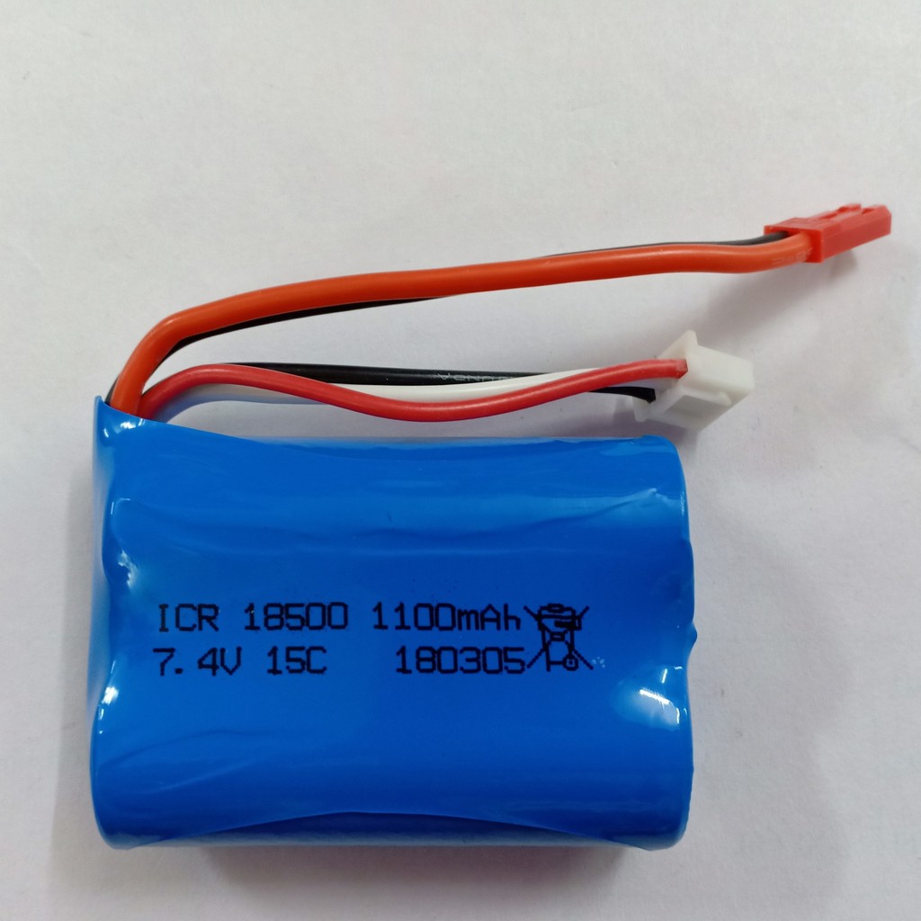 Pin sạc 7.4v 1100 mah chân cắm đỏ tròn jst,trắng dăm cho máy bay,xe điều khiển
