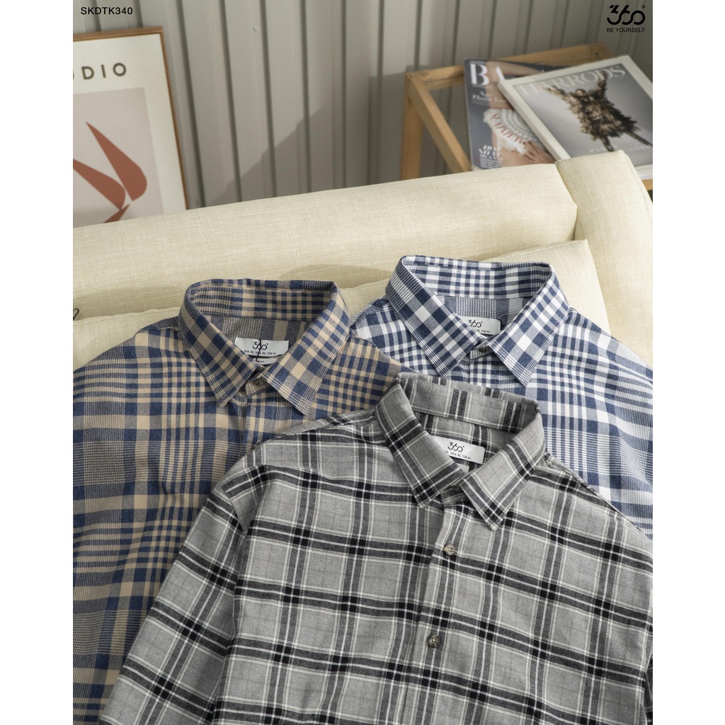 Áo sơ mi flannel kẻ caro dài tay nam thương hiệu 360 Boutique form rộng - SKDTK340