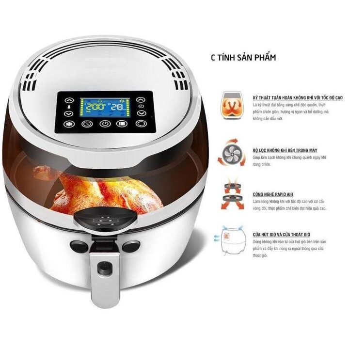 Nồi Chiên Không Dầu Nine Shield Dung Tích 8L Đa Năng Cực Tiện Lợi