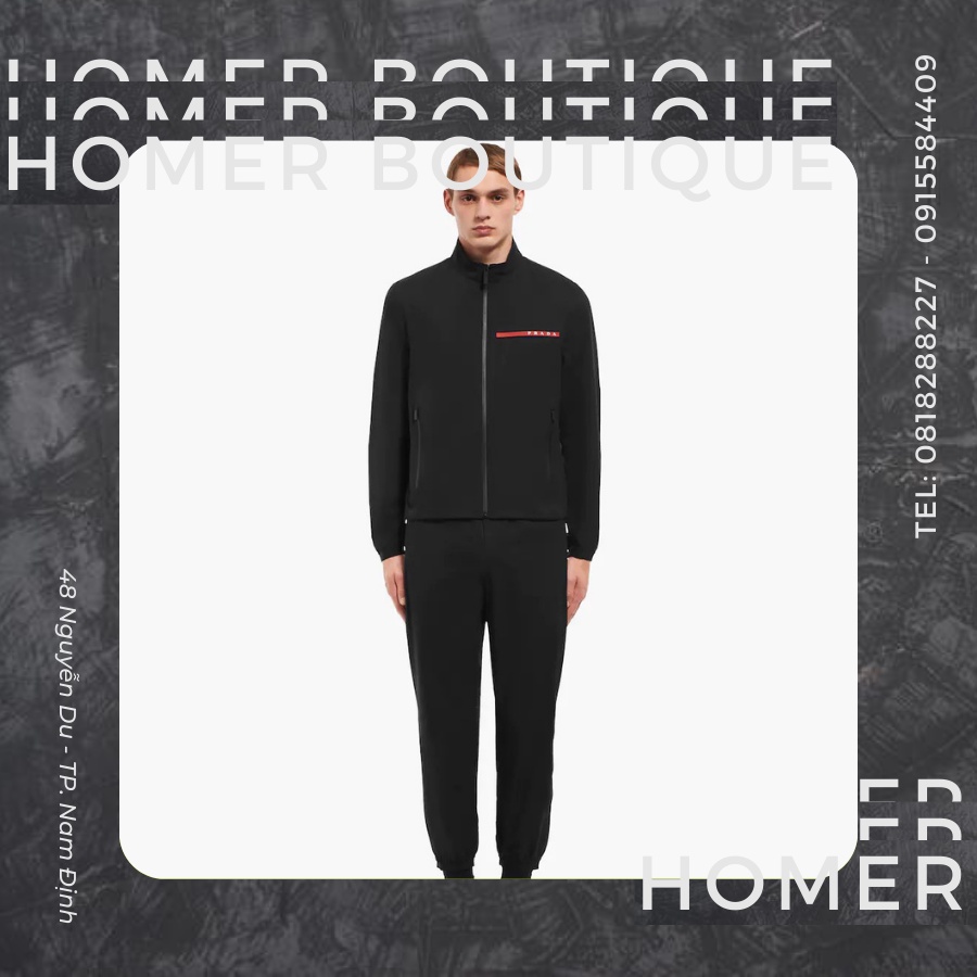 Áo khoác nỉ trơn nam cổ lọ chất liệu 100% polyester cao cấp Prada Light Bi-Stretch Jacket