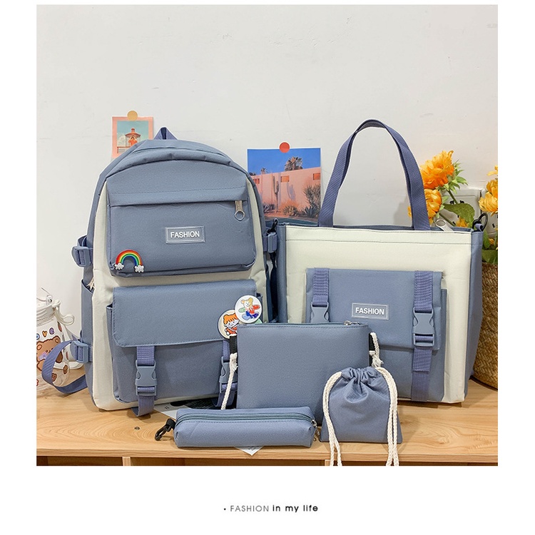 SET BALO 4 MÓN Học Sinh Cấp 1 2 3 ĐẾN TRƯỜNG ĐI HỌC, SET BALO THỜI TRANG Bibiga Trơn