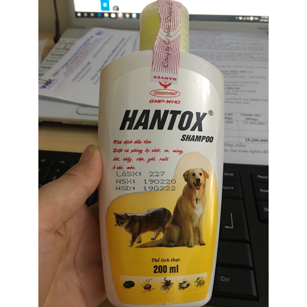 Sữa tắm diệt ve rận bọ chét ghẻ chó mèo hantox shampoo