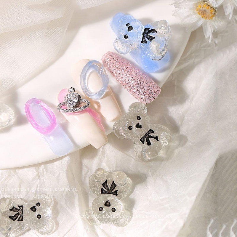 Set 1/5 Phụ Kiện Trang Trí Móng Tay Hình Gấu 3D Dễ Thương