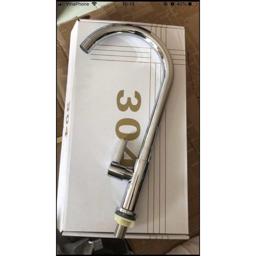 Vòi chén lạnh bi xoay inox đánh bóng, xoay cực nhẹ ( Mã Cl22)