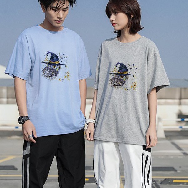 Áo Thun Tay Lỡ In Nhiệt Phù Thủy Cú form Unisex nam nữ phong cách Ulzzang ATIN33 - Áo Phông Unisex dễ mặc, năng động