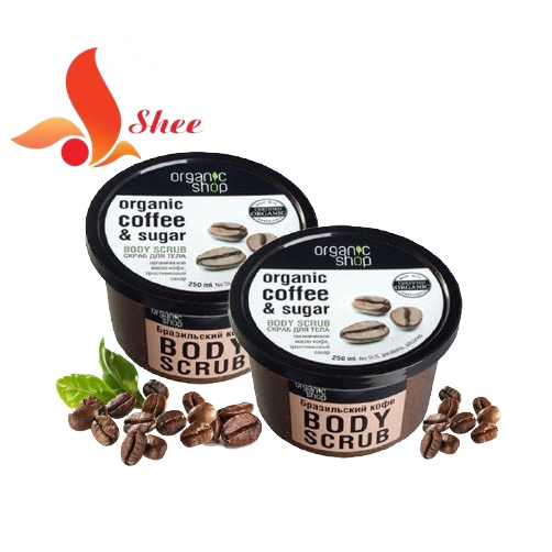 (250g) Tẩy da chết Body Organic Shop Organic Coffee &amp; Sugar - Shee Shop