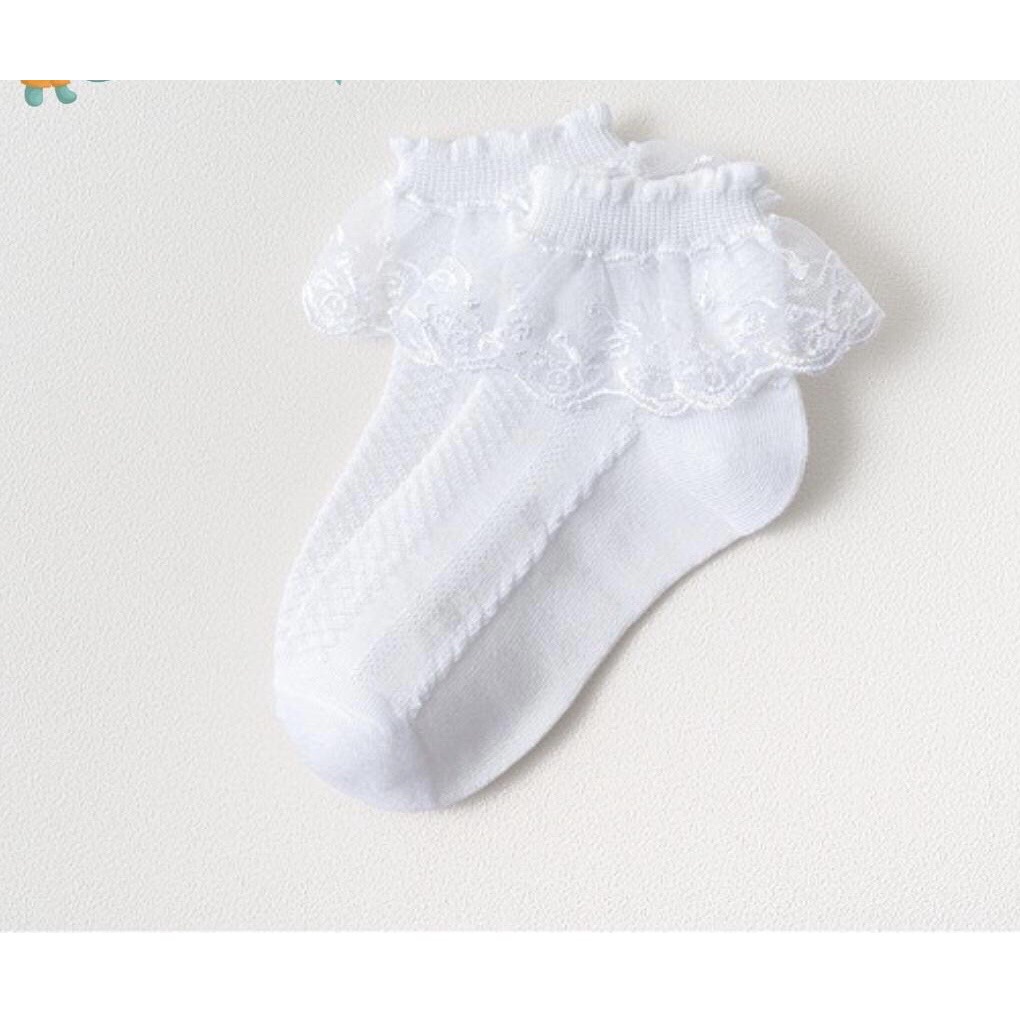 Tất cổ ren cho bé gái phong cách Hàn Quốc đi giày búp bê xinh