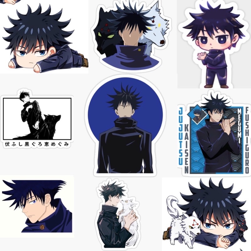 Hình dán Megumi Fushiguro JuJutsu Kaisen 30-60 cái ép lụa khác nhau/ Ảnh Sticker Megumi Fushiguro