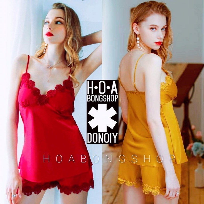 Bộ Ngủ Lụa Satin Phối Ren Siêu Quyến Rũ Cao Cấp (Hàng Loại 1) | BigBuy360 - bigbuy360.vn