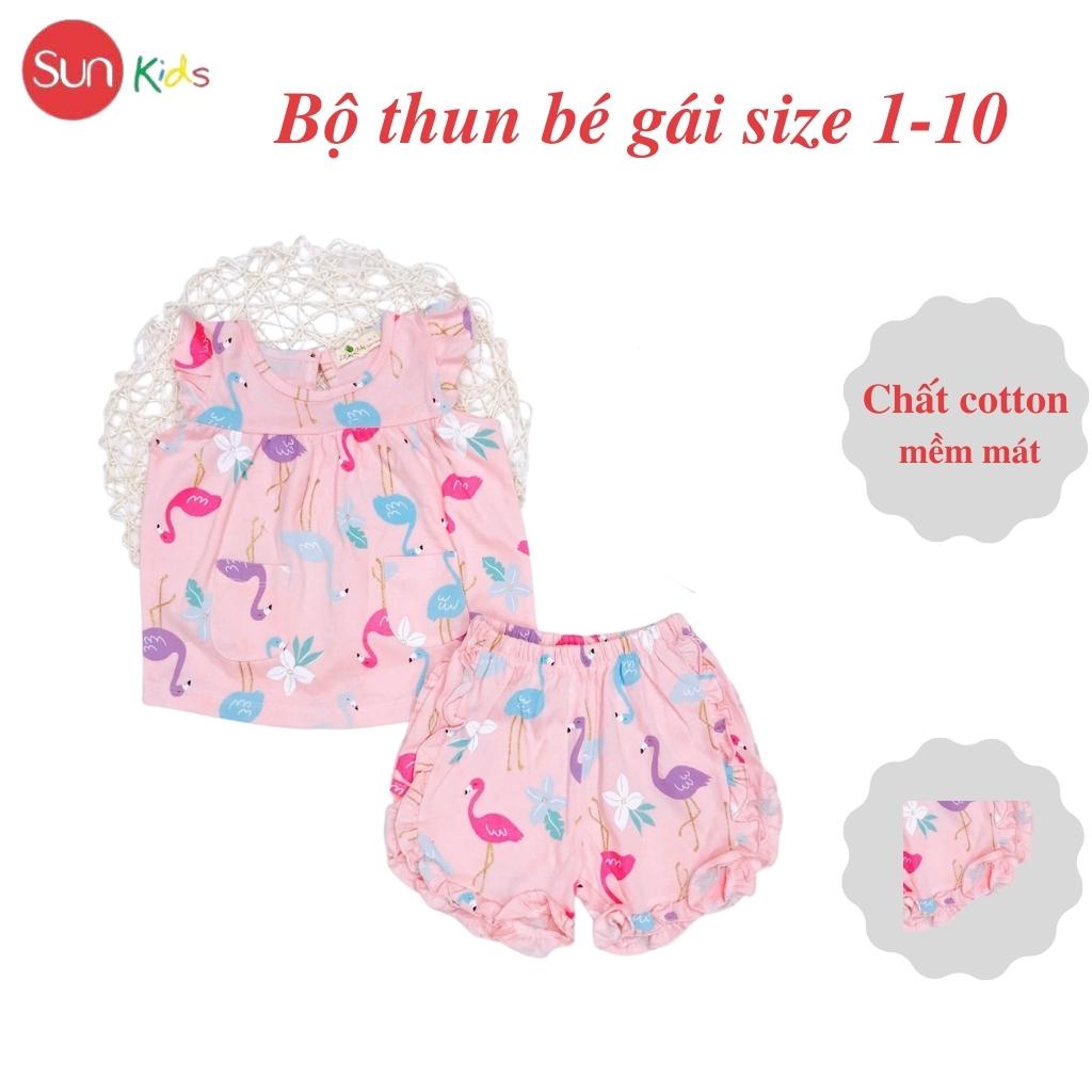 Đồ bộ thun bé gái, đồ bộ trẻ em chất cotton, có nhiều màu, size 1-10 tuổi - SUNKIDS