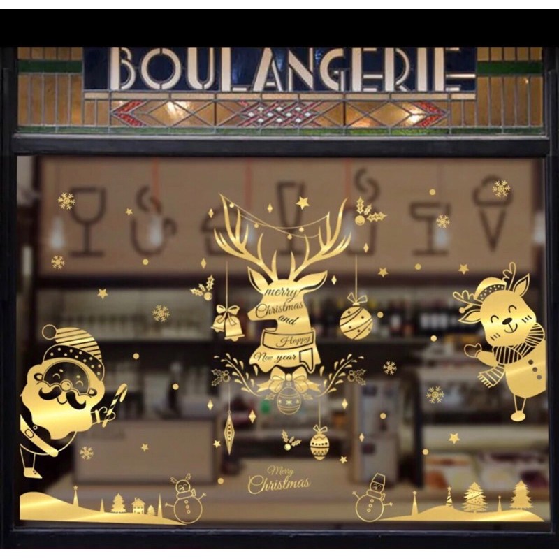 COMBO Deca trang trí Noel - Đầu Nai phói các bạn chào ánh vàng cao cấp ( 3 tấm )